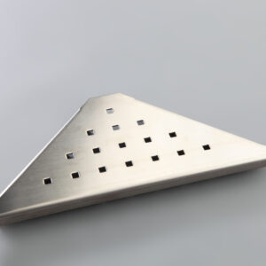 Esponjera de esquina A6055SSS de acero inoxidable satinado mate para montaje en pared en duchas y bañeras