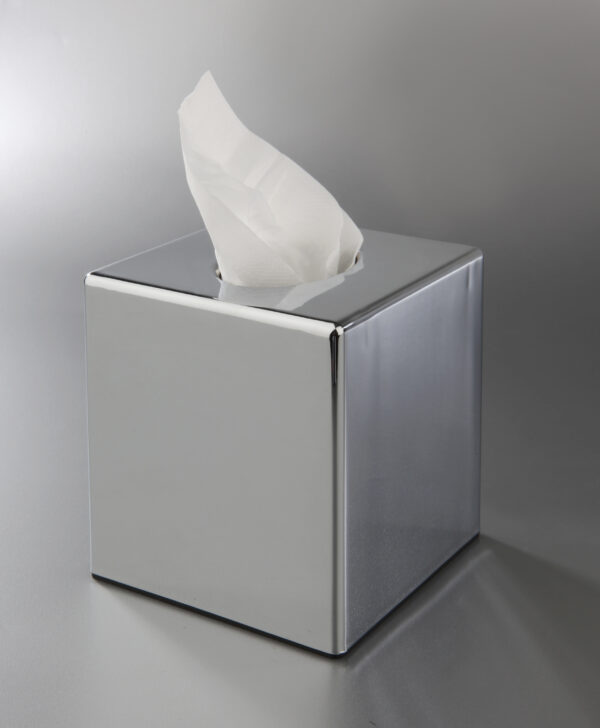 Cubo dispensador A9050ABC de toallitas faciales en ABS cromado brillo espejo para encimeras