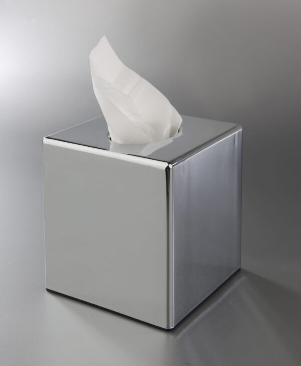 Cubo dispensador A9050ABC de toallitas faciales en ABS cromado brillo espejo para encimeras