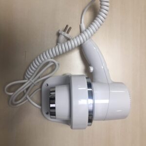 Secador de pelo blanco B1040AJW con base de pared y selector de temperatura para baños de hotel y espacios colectivos