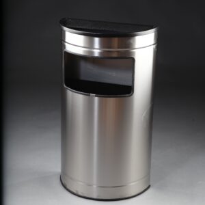 Cenicero-papelera semicircular de 60L en acero inoxidable para grandes superficies