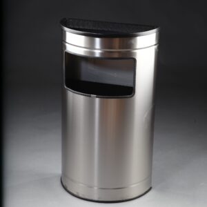 Cenicero-papelera semicircular de 60L en acero inoxidable para grandes superficies
