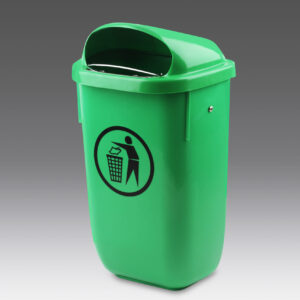Papelera urbana de farola 60L verde con anclajes para parques y calles