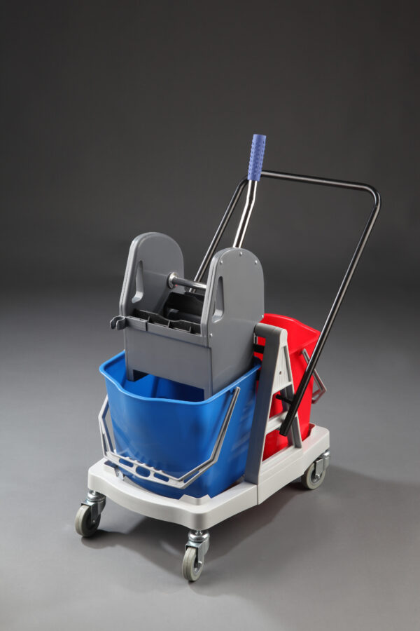 Carro de limpieza con dos cubos de 18L para hostelería y grandes superficies