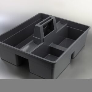 Cubeta portaobjetos de plástico con asa y compartimentos para limpieza