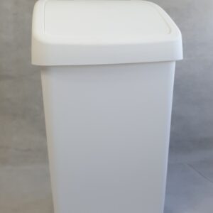 Papelera de 25L con tapa basculante blanca para limpieza profesional