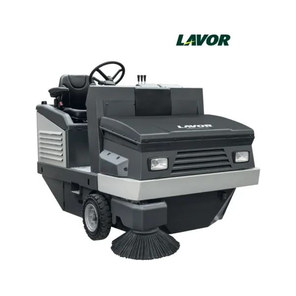 Barredora industrial Lavor SWL R 1300 DT con doble cepillo lateral vista frontal
