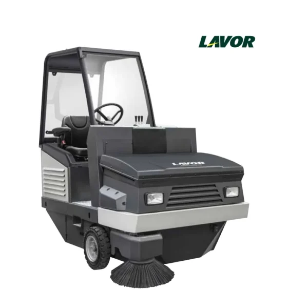 Barredora industrial Lavor SWL R 1300 DT Bin-Up con cabina abierta y tolva elevada