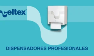 Dispensador de papel secamanos para la industria alimentaria, en color blanco, junto al logo de Celtex