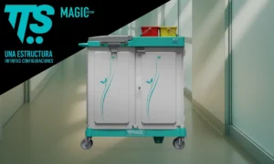 Carros de limpieza TTS Magic Line con compartimentos modulares para hospitales en Barcelona y Tarragona