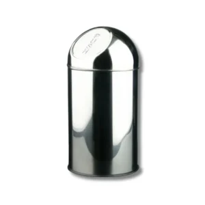Papelera H3040SSS basculante inoxidable 40L con tapa push AISI430 brillo, cuerpo AISI201 satinado y cubo interior galvanizado para espacios colectivos y oficinas