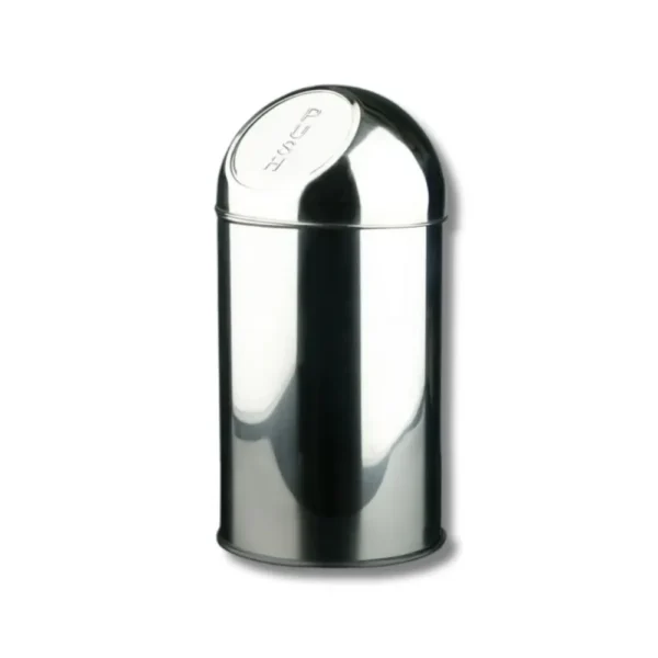 Papelera H3040SSS basculante inoxidable 40L con tapa push AISI430 brillo, cuerpo AISI201 satinado y cubo interior galvanizado para espacios colectivos y oficinas