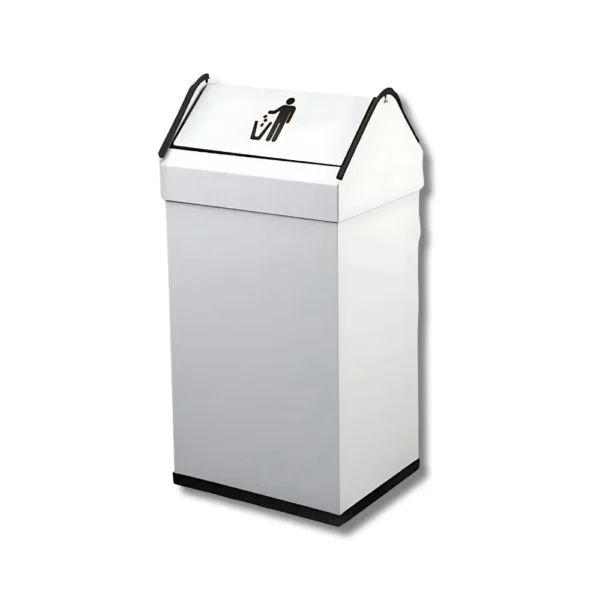 Papelera H4007CHP cabezal basculante 40L chapa electrocincada con pintura poliéster electrostática colores RAL, complementos PP negro y resistencia certificada 400+ horas