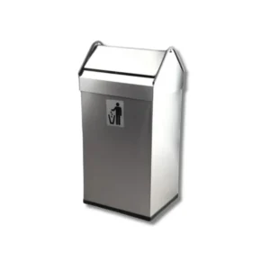Papelera H4007SSS cabezal basculante inox premium 40L acero inoxidable AISI304 con acabado satinado Scotch, complementos PP negro y sistema higiénico sin contacto