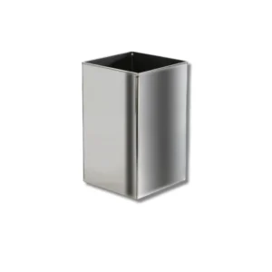 Papelera H4012SSS cuadrada inox satinada 10L acero inoxidable AISI304 con acabado satinado Scotch y sistema dual instalación pared-suelo para oficinas y colectividades