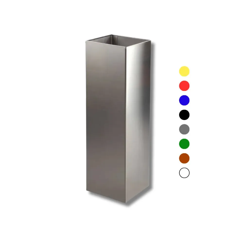 Papelera H4013CHP cuadrada pintada 25L chapa acero electrocincada con acabado personalizable colores carta RAL para oficinas y habitaciones corporativas