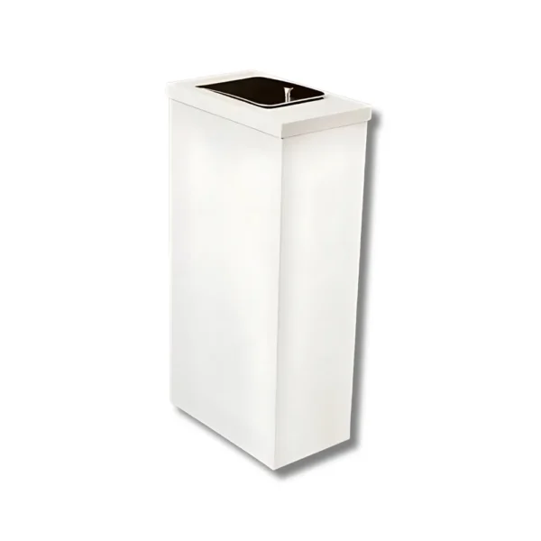 Papelera compresera H4020MBS metálica balancín 40L chapa electrocincada con balancín acero inoxidable AISI304 y acabado lacado poliéster blanco certificado resistencia oxidación