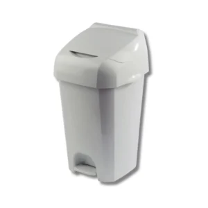 Contenedor higiénico H4050PVW para pañales 60L construcción ABS blanco con sistema apertura pedal, tapa basculante antivisión y clip para bolsitas perfumadas
