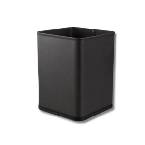 Papelera H4102GRX cuadrada habitación 7,5L chapa electrocincada con pintura poliéster electrostática gris oxidón superficie arenosa y base plástica negra protectora