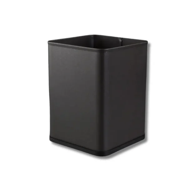 Papelera H4102GRX cuadrada habitación 7,5L chapa electrocincada con pintura poliéster electrostática gris oxidón superficie arenosa y base plástica negra protectora