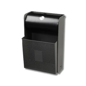 Cenicero-papelera H7003CHP mural 25L cubo abatible chapa electrocincada antivandalismo para cajeros automáticos y parking