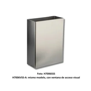 Papelera rectangular 25L acero inoxidable AISI304 satinado con ventana acceso visual para control nivel llenado oficinas colectividades