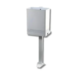 Papelera H7202CHP jardín 90L soporte suelo tubo acero rectangular chapa electrocincada cierre llave para cajeros parking jardines