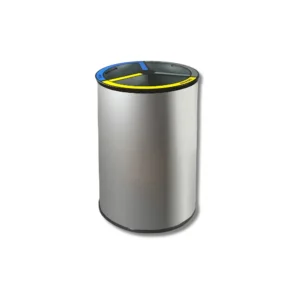 Papelera clasificación HR4022PLT-3 circular gran capacidad 126L chapa electrocincada con 3 cubetas extraíbles 42L cada una, acabados colores personalizables para separación selectiva intensiva