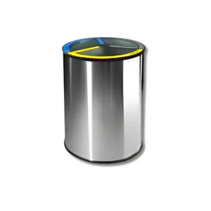 Papelera clasificación HR4022SSS-3 inox premium 120L acero AISI304 satinado con 3 cubetas extraíbles colores diferenciados para separación selectiva profesional intensiva