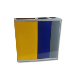 Papelera clasificación HR4114VAG-3 con 3 cubos capacidades graduadas chapa electrocincada, zócalo estabilizador, tapa superior extraíble y aros sujetabolsas para separación selectiva optimizada