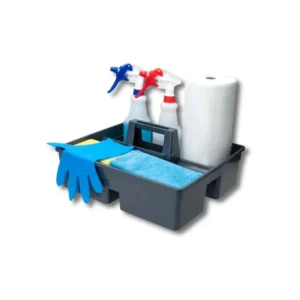 Cubeta portaobjetos L1091CPO polipropileno HDPE 2mm asa ergonómica compartimentos antivuelco 380×330×170mm para limpieza profesional