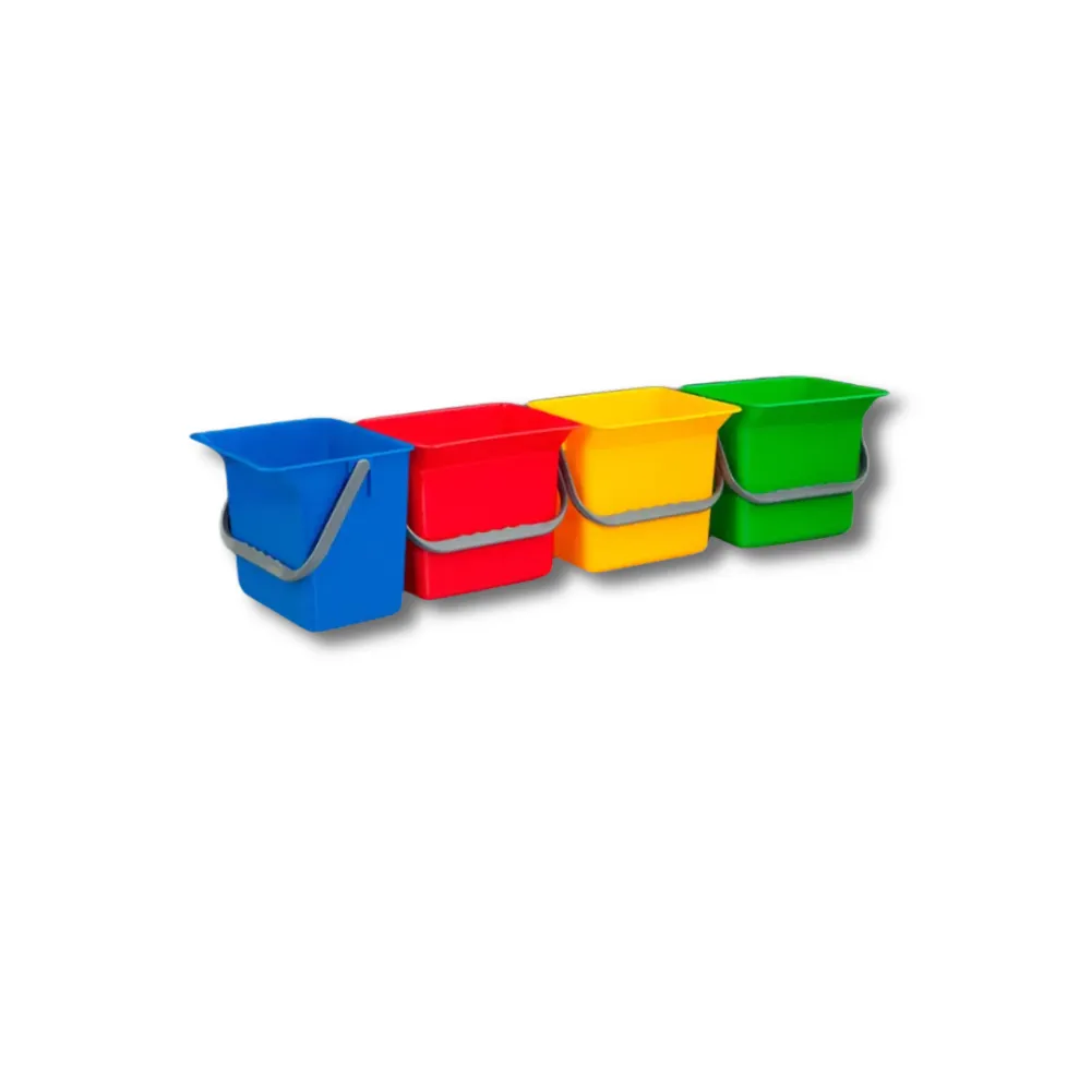 Cubo limpieza 6L polipropileno asa ergonómica gris sistema HCCP 4 colores amarillo rojo verde azul para limpieza profesional