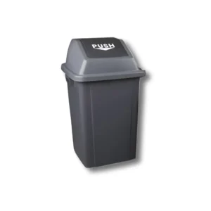 Papelera push 60L L2260PTG polietileno HDPE 3mm categoría alimentaria tapeta frontal muelle lateral gris oscuro 410×410×700mm para limpieza profesional