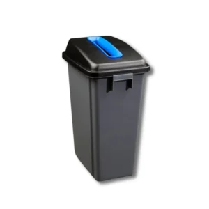 Conjunto reciclaje 3 cubetas 60L L2560ZAR polietileno HDPE 3mm zócalo ruedas bocas colores selectivos gris negro 960×330×730mm Slim Jim para reciclaje profesional