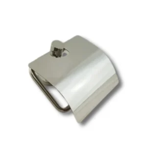 Portarrollos con tapa A1036SSB Genova tubo acero inoxidable AISI304 Ø20mm espesor 0,7mm base anclaje Zamac cincada embellecedor chapa embutida Ø45mm acabado pulido brillo tapa protectora dimensiones 125×110×65mm peso 0,235kg compatibilidad rollos Ø14cm H12cm resistencia oxidación superior 400h protección higiene profesional