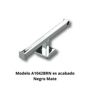 Portarrollos doble horizontal A1042BRN Octante tubo latón cuadrado 16×16mm base aleación Zamac cincada embellecedor latón torneado cuadrado 50×50mm acabado negro mate sistema antigiro disposición horizontal doble dimensiones 240×87×50mm peso 0,310kg capacidad 2 rollos Ø14cm resistencia oxidación 300h diseño geométrico minimalista arquitectónico reserva inmediata hotel boutique restaurante alto tráfico baños uso frecuente contemporáneo elegancia sofisticada profesional colectividades durabilidad uso intensivo optimización espacio coherencia estética uniforme
