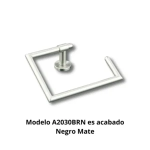 Toallero anilla abierta A2030BRN Carena tubo latón Ø20mm base aleación Zamac cincada embellecedor latón torneado Ø50mm acabado negro mate sistema antigiro diseño anilla abierta dimensiones 225×175×69mm toallas bidé lavamanos colocación retirada rápida hotel boutique restaurante alta gama baños diseño contemporáneo minimalista elegancia sofisticada profesional colectividades durabilidad construcción robusta facilidad uso optimización espacio