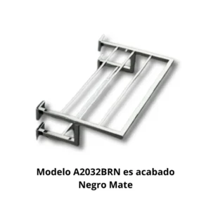 Toallero repisa cuatro apoyos A2032BRN Octante tubo latón cuadrado 16×16mm base aleación Zamac cincada cuatro apoyos embellecedor latón torneado cuadrado 50×50mm acabado negro mate barra colgador dimensiones 495×254×160mm peso 1,600kg resistencia oxidación 300h cámara nieblas salinas colocar colgar toallas baño hotel algodón poliéster rollos papel higiénico máxima estabilidad estructural diseño geométrico minimalista arquitectónico elegancia sofisticada profesional colectividades durabilidad robustez coherencia estética uniforme funcionalidad dual