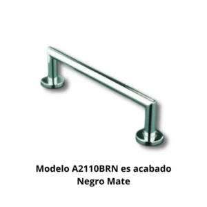 Toallero barra A2110BRN Carena tubo latón Ø20mm base aleación Zamac cincada embellecedor latón torneado Ø50mm acabado negro mate longitud 300mm formato compacto toallas lavamanos bidé hotel boutique restaurante alta gama baños compactos diseño contemporáneo minimalista elegancia sofisticada profesional colectividades durabilidad construcción robusta optimización espacio limitado familia toalleros uniformidad estética