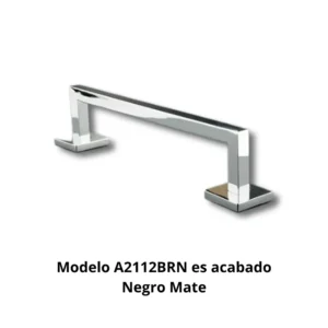Toallero barra A2112BRN Octante tubo latón cuadrado 16×16mm doble apoyo base aleación Zamac cincada embellecedor latón torneado cuadrado 50×50mm acabado negro mate longitud 300mm dimensiones 334×75×50mm peso 0,495kg resistencia oxidación 300h cámara nieblas salinas colgar toallas mano algodón poliéster hotel boutique restaurante alta gama baños compactos diseño geométrico minimalista arquitectónico elegancia sofisticada profesional colectividades durabilidad estabilidad superior coherencia estética uniforme