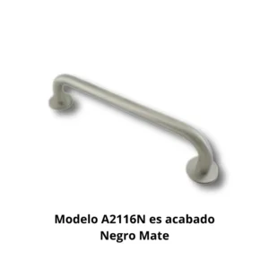 Toallero barra A2116SSN Genova tubo acero inoxidable AISI304 Ø20mm base aleación Zamac cincada embellecedor chapa AISI304 embutida Ø45mm acabado negro mate longitud 300mm dimensiones 345×75mm peso 0,252kg resistencia oxidación superior 400h cámara nieblas salinas colgar toallas mano algodón tejidos hotel boutique restaurante alta gama baños compactos diseño contemporáneo minimalista elegancia sofisticada profesional colectividades durabilidad extrema peso ligero instalación simplificada optimización espacio