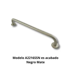 Toallero barra A2216SSN Genova tubo acero inoxidable AISI304 Ø20mm base aleación Zamac cincada embellecedor chapa AISI304 embutida Ø45mm acabado negro mate longitud 450mm dimensiones 490×75mm peso 0,290kg resistencia oxidación superior 400h cámara nieblas salinas colgar toallas mano algodón tejidos hotel boutique restaurante alta gama baños diseño contemporáneo minimalista elegancia sofisticada profesional colectividades durabilidad extrema peso ligero instalación simplificada longitud estándar versátil