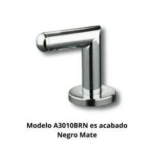 Percha gancho A3010BRN Carena tubo latón Ø20mm base aleación Zamac cincada embellecedor latón torneado Ø50mm acabado negro mate gancho ángulo recto sistema antigiro dimensiones 50×78×85mm peso 0,180kg resistencia oxidación 300h cámara nieblas salinas colgar toallas albornoces batas hotel boutique restaurante alta gama baños diseño contemporáneo minimalista elegancia sofisticada profesional colectividades durabilidad construcción robusta funcionalidad segura optimización espacio