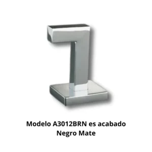 Percha gancho A3012BRN Octante tubo latón cuadrado 16×16mm base aleación Zamac cincada embellecedor latón torneado cuadrado 50×50mm acabado negro mate gancho ángulo recto forma L sistema antigiro dimensiones 50×74×60mm peso 0,225kg resistencia oxidación 300h cámara nieblas salinas colgar toallas albornoces hotel boutique restaurante alta gama baños diseño geométrico minimalista arquitectónico elegancia sofisticada profesional colectividades durabilidad construcción robusta coherencia estética uniforme optimización espacio