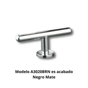 Percha doble A3020BRN Carena tubo latón Ø20mm base aleación Zamac cincada embellecedor latón torneado Ø50mm acabado negro mate percha doble ganchos ángulo recto sistema antigiro colocación horizontal dimensiones 165×69×50mm peso 0,240kg resistencia oxidación 300h cámara nieblas salinas colgar toallas albornoces textiles baño hotel boutique restaurante alta gama baños diseño contemporáneo minimalista elegancia sofisticada profesional colectividades durabilidad construcción robusta capacidad dual múltiples textiles optimización espacio