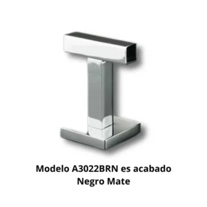 Percha doble A3022BRN Octante tubo latón cuadrado 16×16mm base aleación Zamac cincada embellecedor latón torneado cuadrado 50×50mm acabado negro mate percha doble ganchos ángulo recto sistema antigiro colocación horizontal dimensiones 165×90×50mm peso 0,235kg resistencia oxidación 300h cámara nieblas salinas colgar toallas albornoces hotel boutique restaurante alta gama baños diseño geométrico minimalista arquitectónico elegancia sofisticada profesional colectividades durabilidad construcción robusta coherencia estética uniforme capacidad dual optimización espacio
