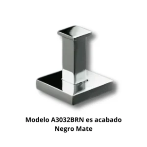 Percha recta tapón A3032BRN Octante tubo latón cuadrado 16×16mm base aleación Zamac cincada embellecedor latón torneado cuadrado 50×50mm acabado negro mate percha simple tapón recta sistema antigiro dimensiones 50×50×50mm peso 0,190kg resistencia oxidación 300h cámara nieblas salinas colgar toallas albornoces hotel boutique restaurante alta gama baños diseño geométrico minimalista arquitectónico elegancia sofisticada profesional colectividades durabilidad construcción robusta coherencia estética uniforme formato discreto integración pared optimización espacio