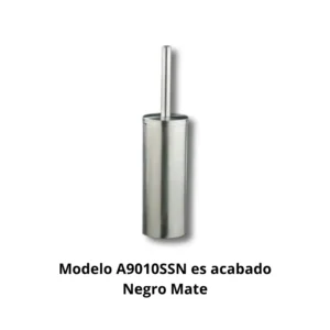Escobillero A9010SSN Compás Inox chapa acero inoxidable AISI304 espesor 1mm mango tubo AISI304 Ø18mm acabado negro mate diseño redondo tapa plana receptáculo interior polipropileno negro extraíble escobilla polipropileno blanco cerdas PP blancas dimensiones 92×92×430mm peso 0,755kg resistencia oxidación superior 400h cámara nieblas salinas limpieza inodoros hotel restaurante baños diseño contemporáneo minimalista elegancia sofisticada profesional colectividades durabilidad extrema construcción robusta higiene formato compacto vertical colocación suelo pared versatilidad instalación optimización espacio