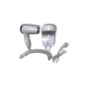 Secador cabello B1045AJW base pared ABS inyectado partes metálicas cromado brillo acabado blanco pulido potencia 1800W alimentación 230V protección IP21 base toma afeitadora selector 2 temperaturas 2 velocidades pulsador aire frío filtro partículas extraíble protector cromado auto-apagado sobrecalentamiento cable rizado extensible 195cm dimensiones 250×140mm peso 1,25kg certificaciones CE ROHS hotel gimnasio spa colectividades profesional seguridad