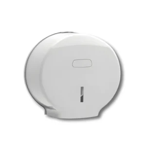 Dispensador papel higiénico industrial C1140PLW Altea ABS aditivo antiestático acabado blanco mandril Ø45mm capacidad rollos Ø230mm cierre cerradura llave seguridad ranura visualización contenido dimensiones 275×290mm peso 0,5kg baños hotel restaurante lugares alta frecuencia uso profesional reducción reposiciones prevención robo vandalismo
